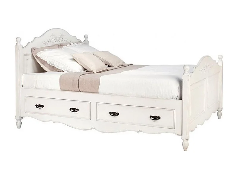 Lit à tiroirs MDF Blanc - Romance Interior's