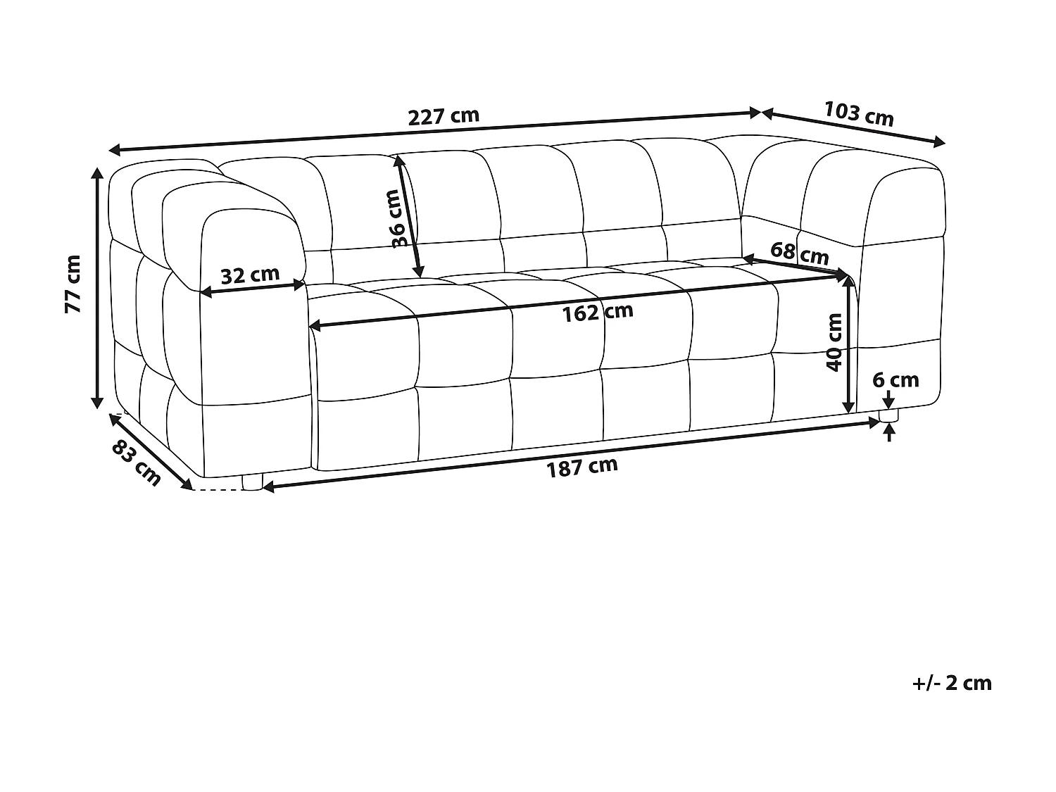 Bank MULLOLA Bouclé Grijs 3-zitter