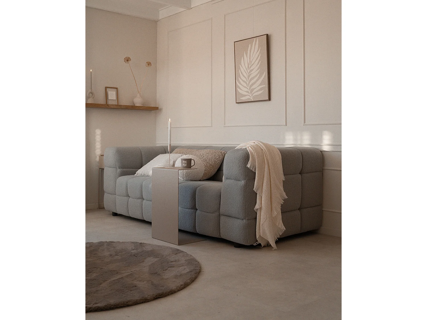 Soffa 3-sits MULLOLA Bouclé Grå
