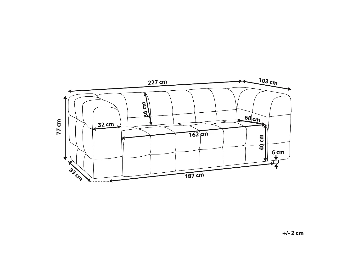 Sofa MULLOLA Bouclé Grau 3-Sitzer