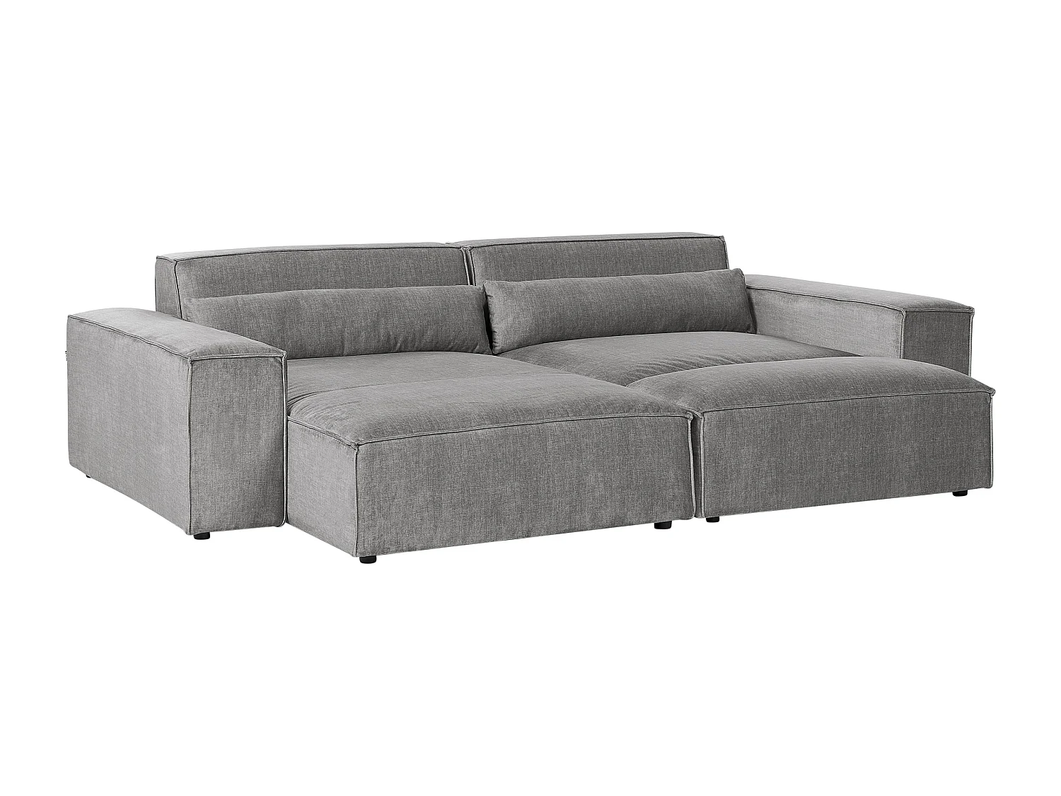 Modul Ecksofa HELLNAR Stoff Grau mit Ottomane 2-Sitzer rechtsseitig