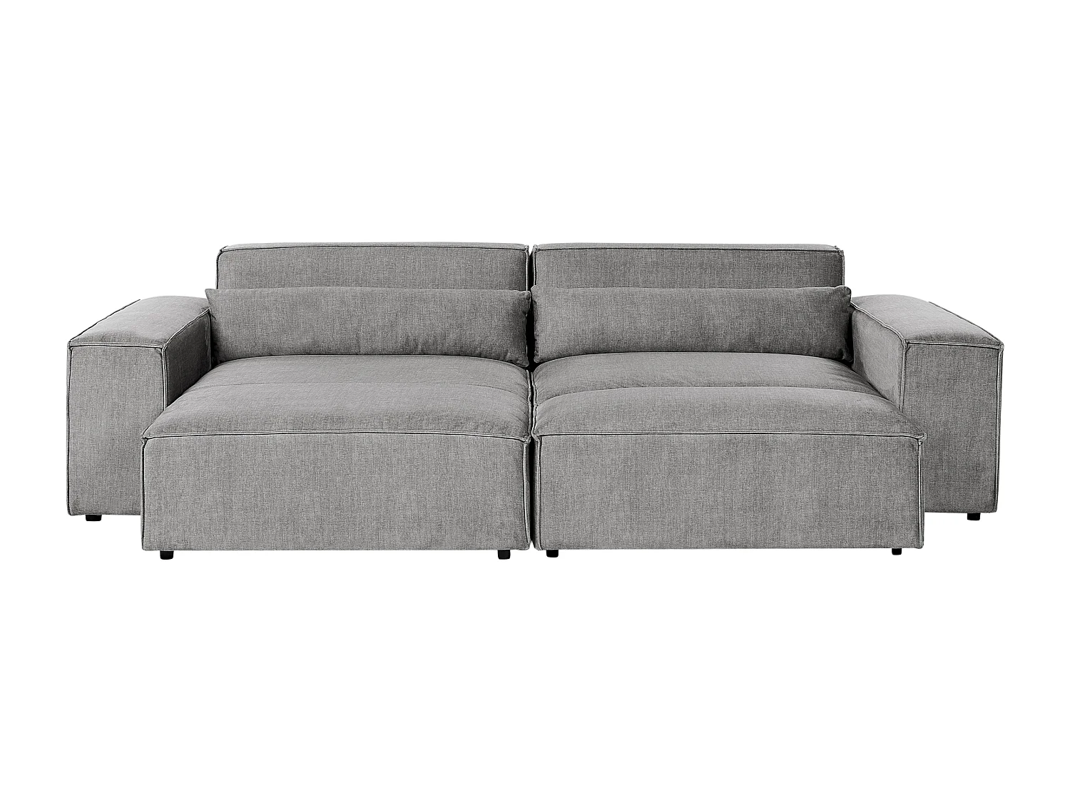 Modul Ecksofa HELLNAR Stoff Grau mit Ottomane 2-Sitzer rechtsseitig