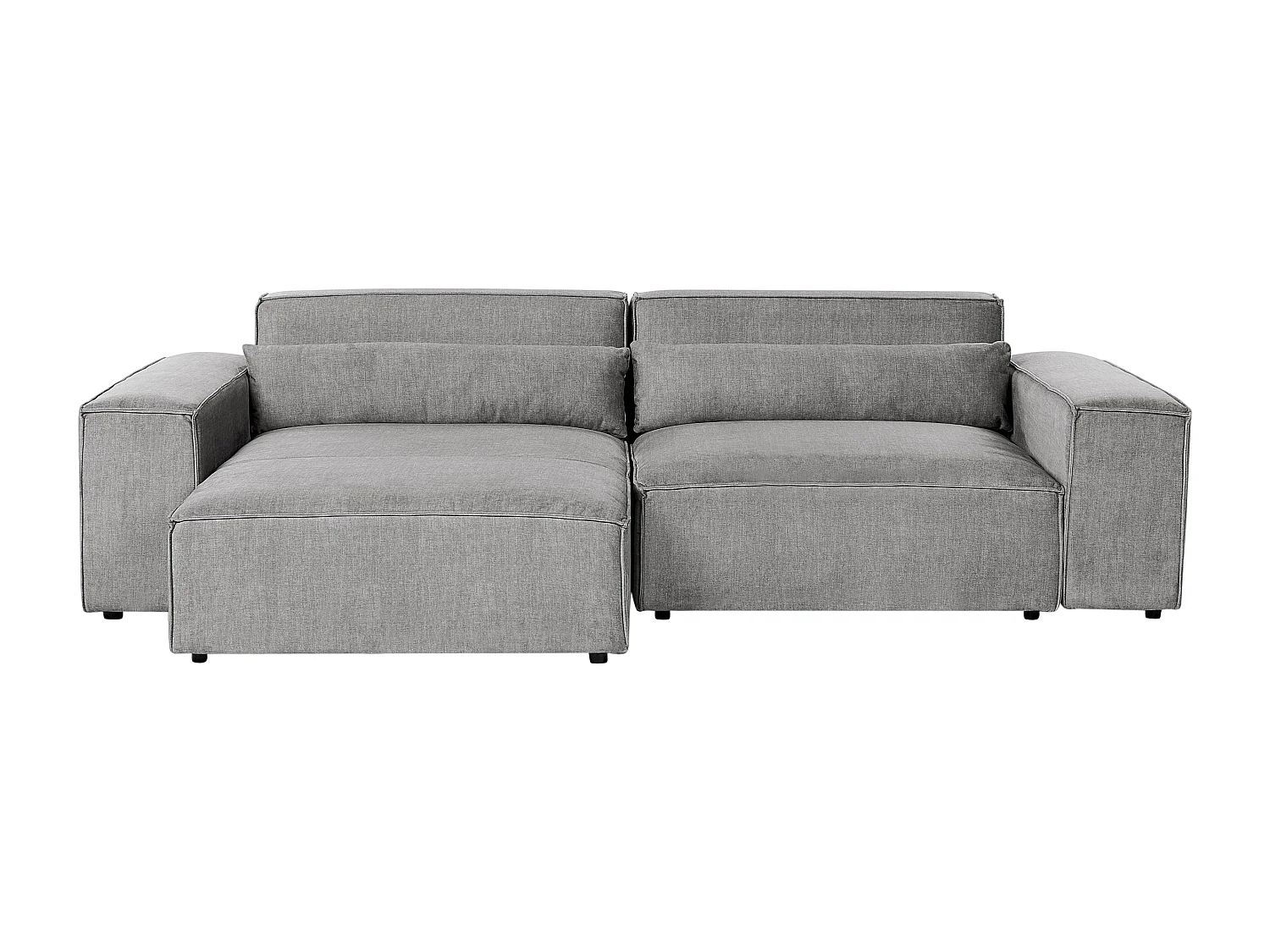 Modul Ecksofa HELLNAR Stoff Grau mit Ottomane 2-Sitzer rechtsseitig