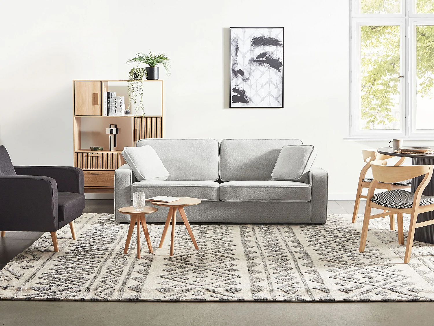 Divano FALUN Tessuto Grigio chiaro 3 posti