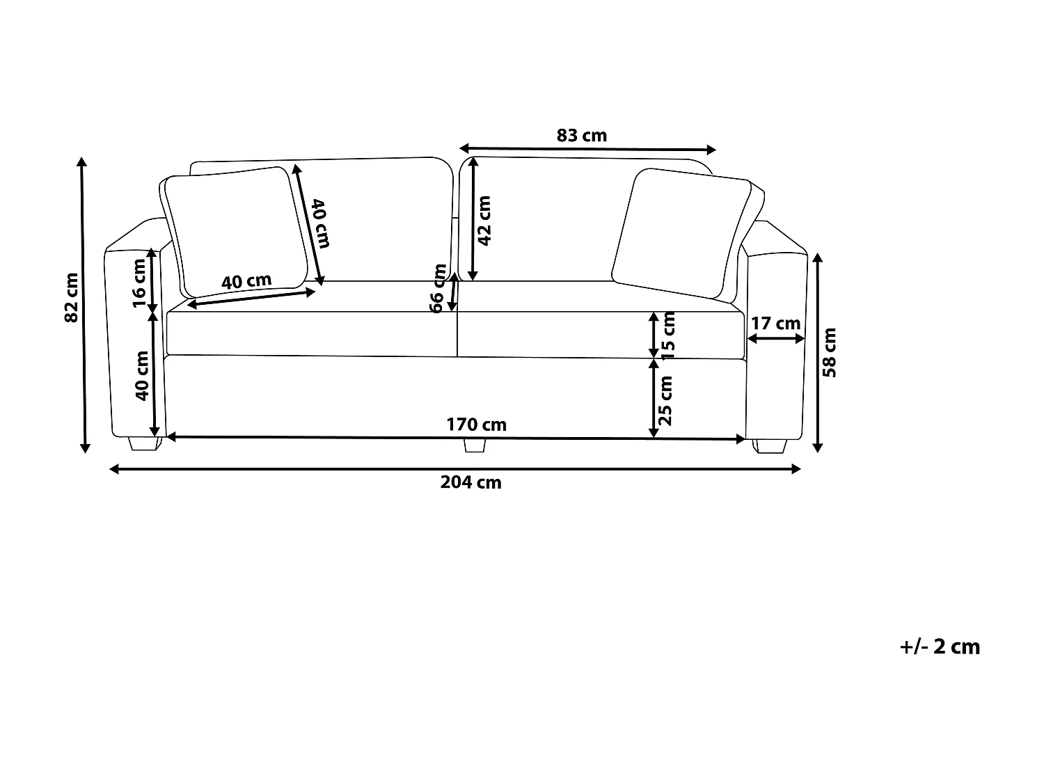 Sofa FALUN Jasnoszary dla 3 osób