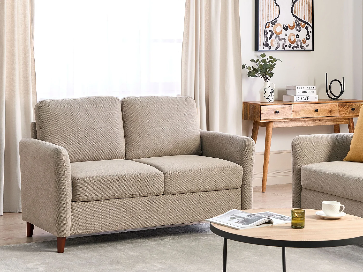 Sofá MARE Tecido Taupe com arrumação 2 lugares