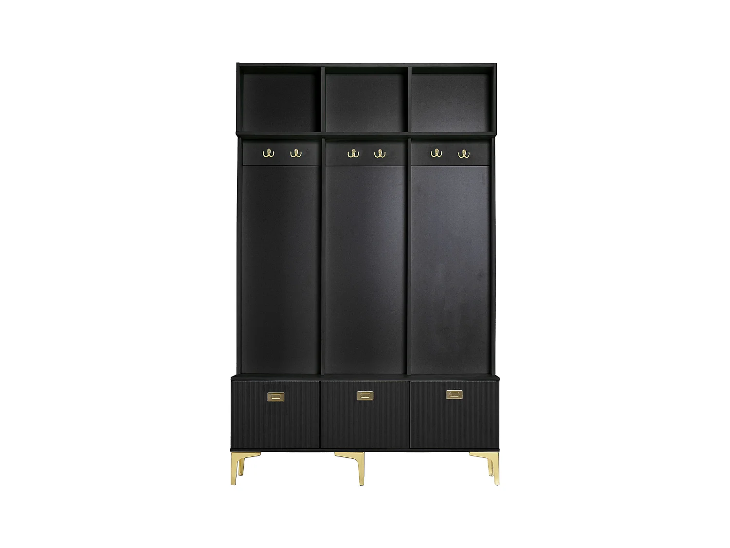 Moderne Eingangsgarderobe – mit Garderobe und Schuhablage – Schwarz