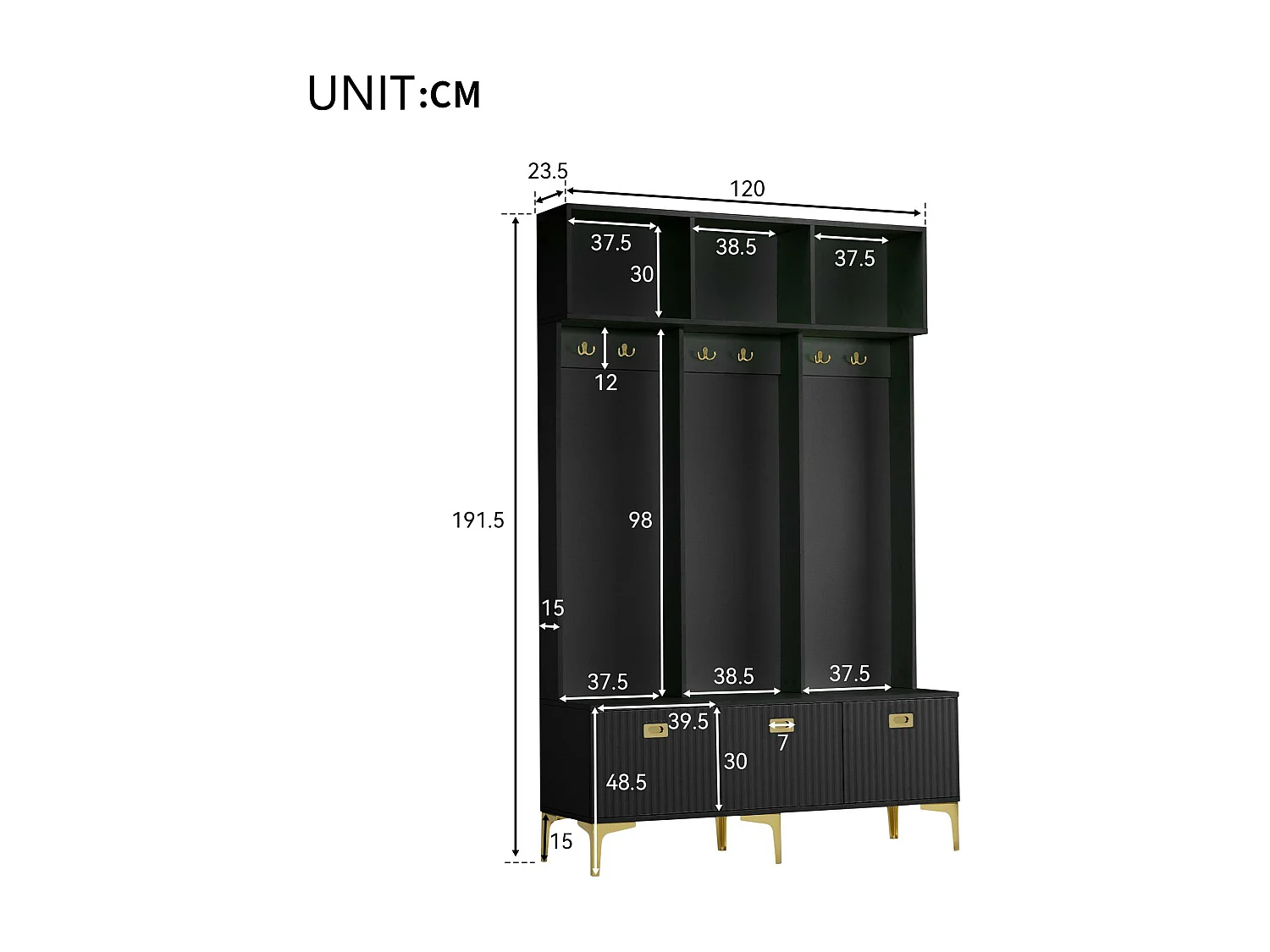 Vestiaire d'entrée moderne - avec porte-manteau et rangements à chaussures - Noir