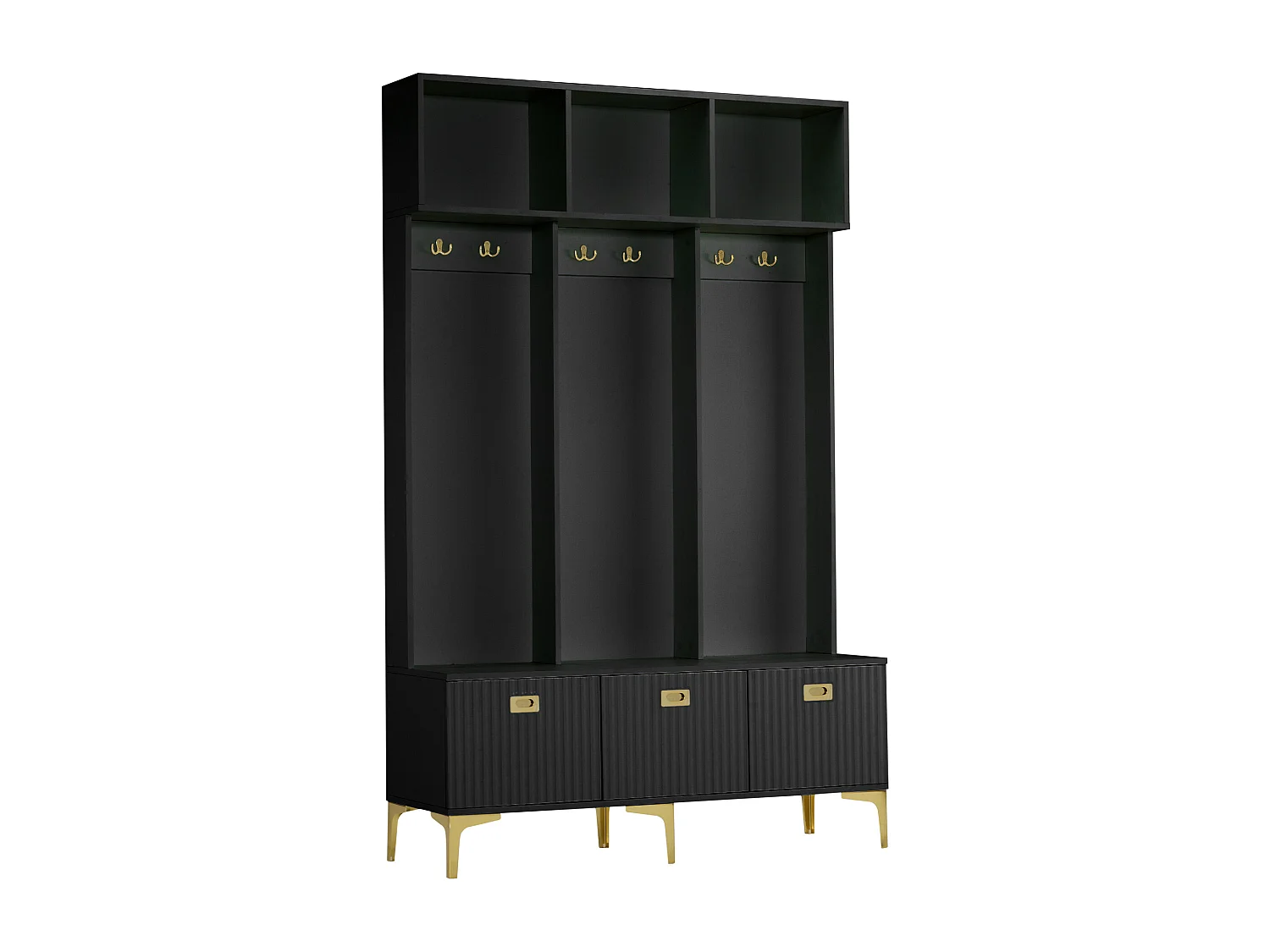 Vestiaire d'entrée moderne - avec porte-manteau et rangements à chaussures - Noir