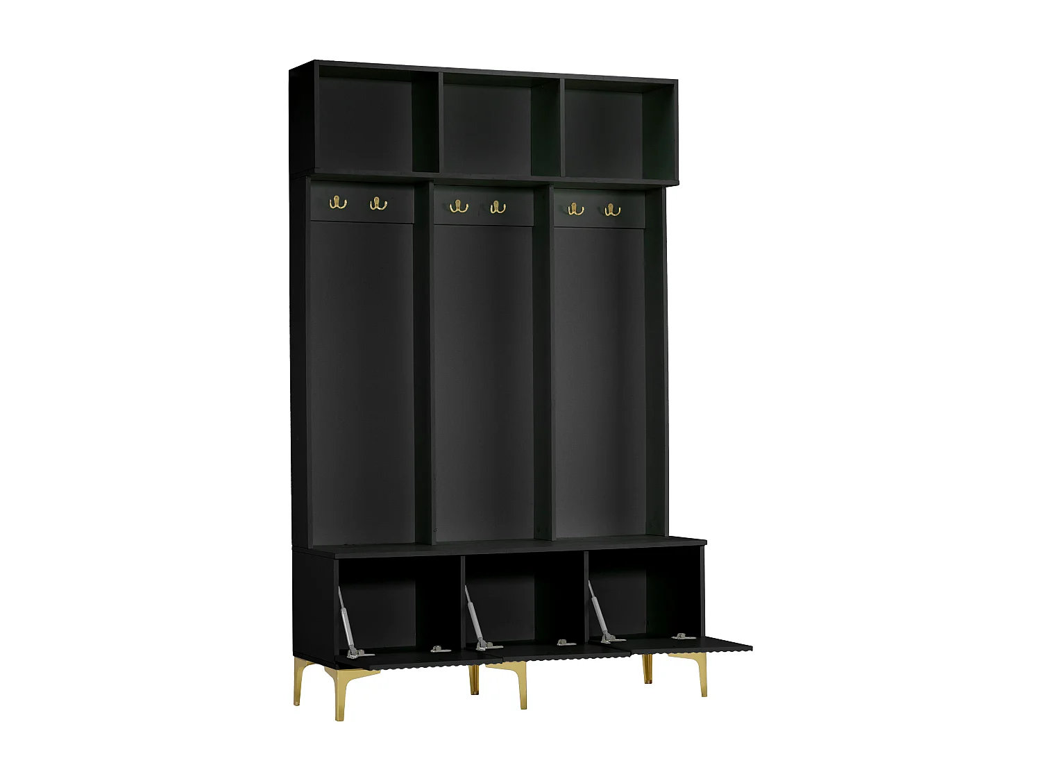 Vestiaire d'entrée moderne - avec porte-manteau et rangements à chaussures - Noir