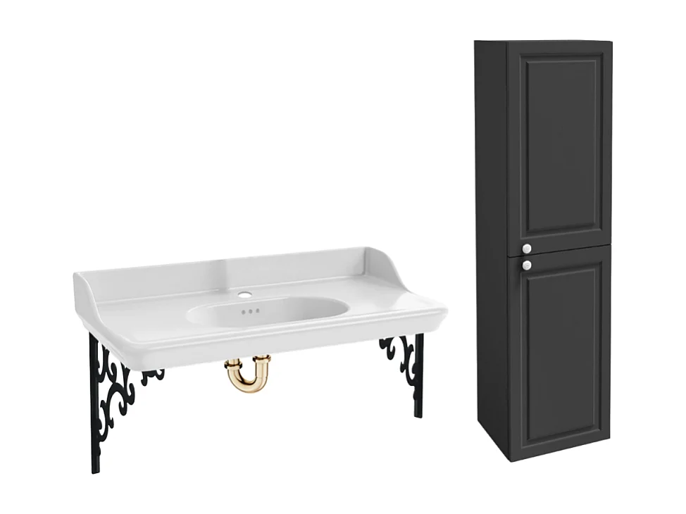 Pack plan vasque suspendu JACOB DELAFON Cléo 1889 + colonne droite + siphon or