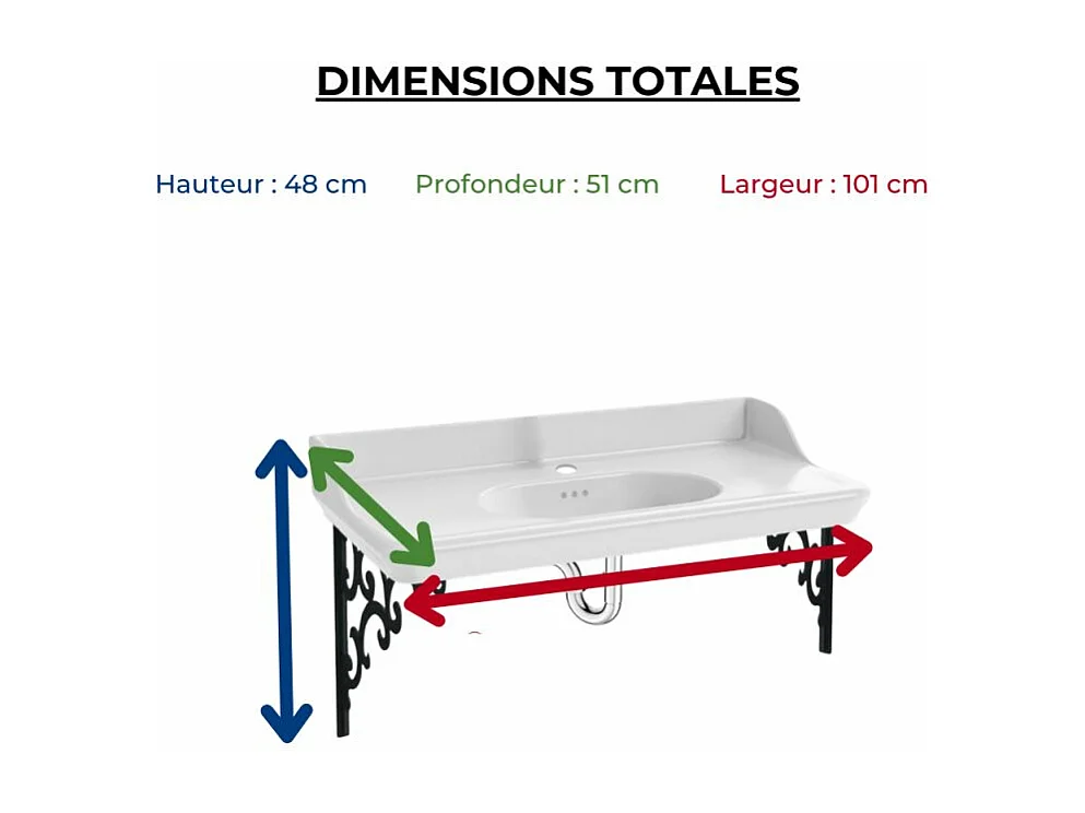 Pack plan vasque suspendu JACOB DELAFON Cléo 1889 + siphon chromé