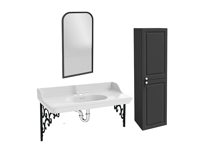 Pack plan vasque suspendu 3 trous JACOB DELAFON Cléo 1889 + miroir + colonne droite + siphon chromé