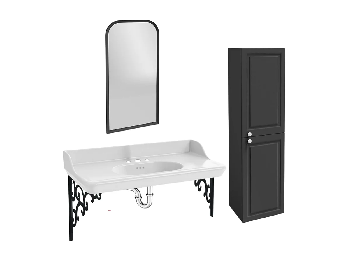 Pack plan vasque suspendu 3 trous JACOB DELAFON Cléo 1889 + miroir + colonne droite + siphon chromé