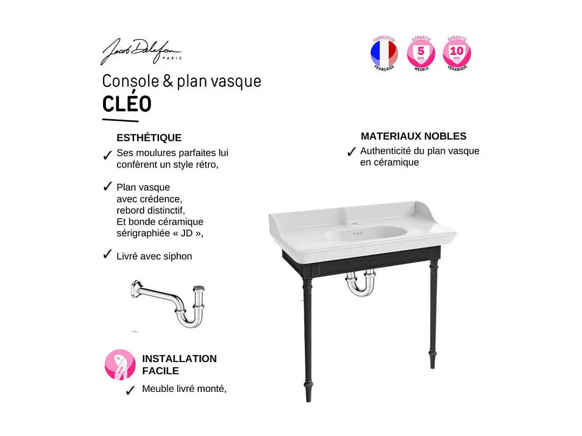 Pack console JACOB DELAFON Cléo 1890