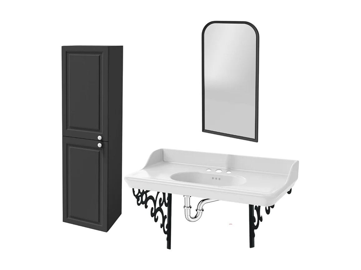 Pack plan vasque suspendu 3 trous JACOB DELAFON Cléo 1889 + miroir + colonne gauche + siphon chromé