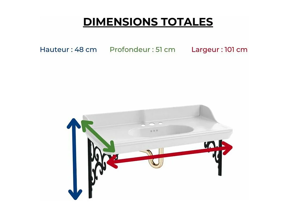 Pack plan vasque suspendu 3 trous JACOB DELAFON Cléo 1889 + miroir + siphon or