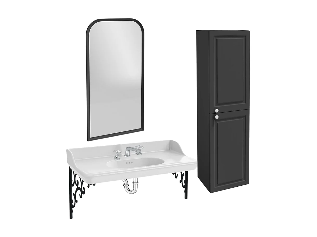 Pack plan vasque suspendu 3 trous JACOB DELAFON Cléo 1889 + colonne droite + miroir + mélangeur croisillon chromé + siphon chromé