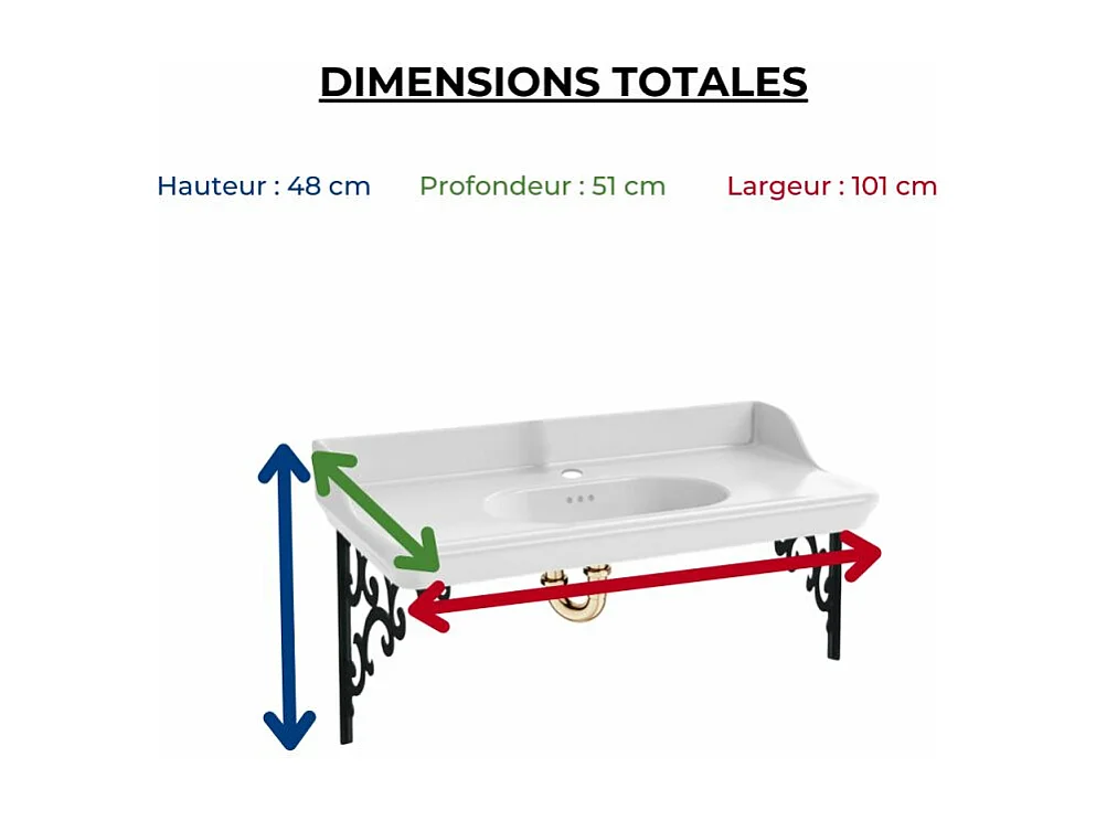 Pack plan vasque suspendu JACOB DELAFON Cléo 1889 + siphon or