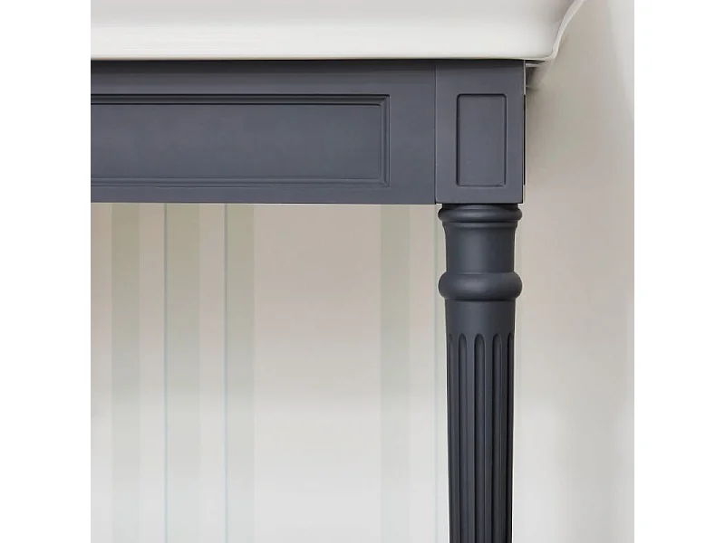 Console JACOB DELAFON Cléo 1889 avec plan vasque 3 trous + colonne droite + miroir + mélangeur poignée lavabo or + siphon or