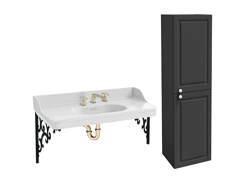 Pack plan vasque suspendu 3 trous JACOB DELAFON Cléo 1889 + colonne droite + mélangeur croisillon chromé + siphon chromé