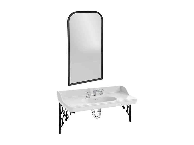 Pack plan vasque suspendu 3 trous JACOB DELAFON Cléo 1889 + miroir + mélangeur croisillon chromé + siphon chromé