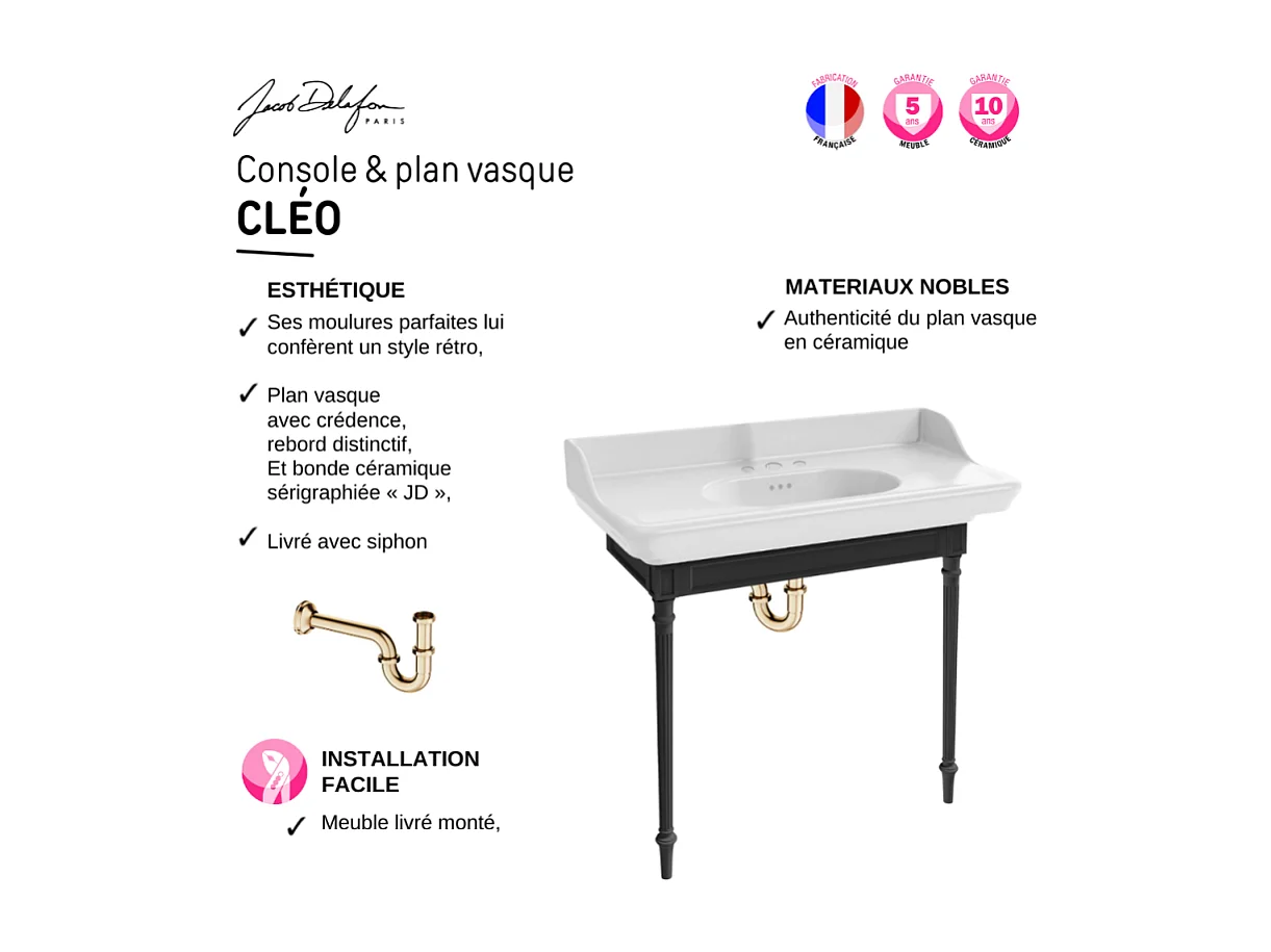 Console JACOB DELAFON Cléo 1889 3 trous