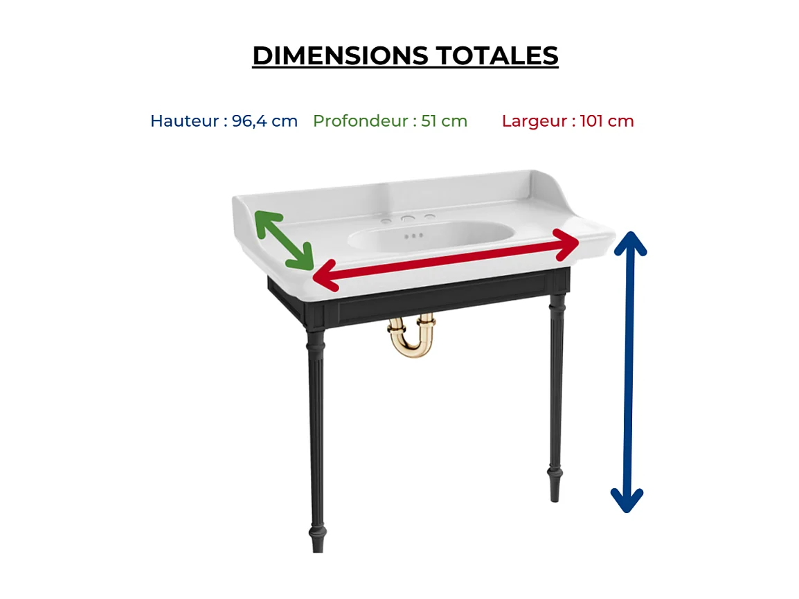 Console JACOB DELAFON Cléo 1889 3 trous
