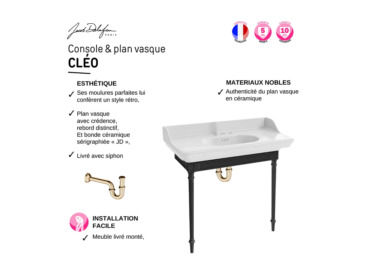 Console JACOB DELAFON Cléo 1889 3 trous