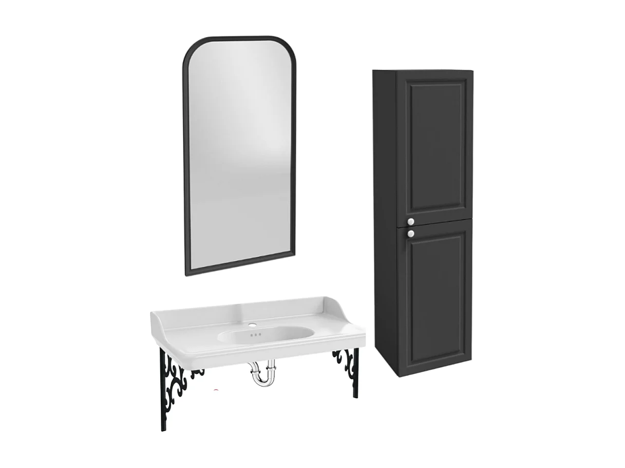 Pack plan vasque suspendu JACOB DELAFON Cléo 1889 + miroir + colonne droite + siphon chromé