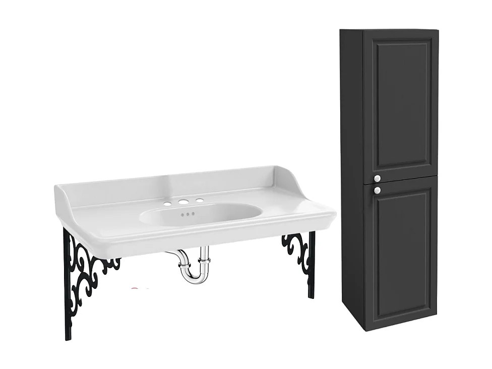 Pack plan vasque suspendu 3 trous JACOB DELAFON Cléo 1889 + colonne droite + siphon chromé