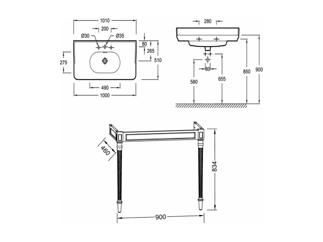 Pack console JACOB DELAFON Cléo 1889 3 trous