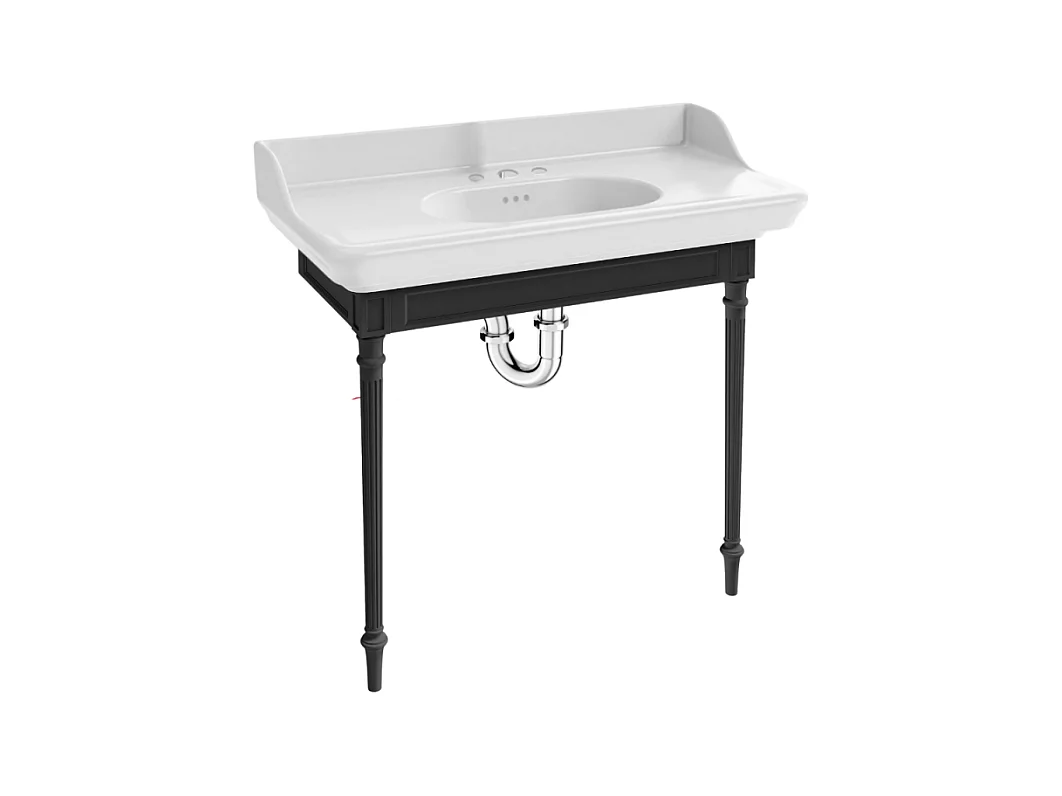 Console JACOB DELAFON Cléo 1889 avec plan vasque 3 trous + siphon chromé