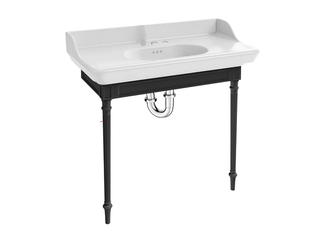 Console JACOB DELAFON Cléo 1889 avec plan vasque 3 trous + siphon chromé