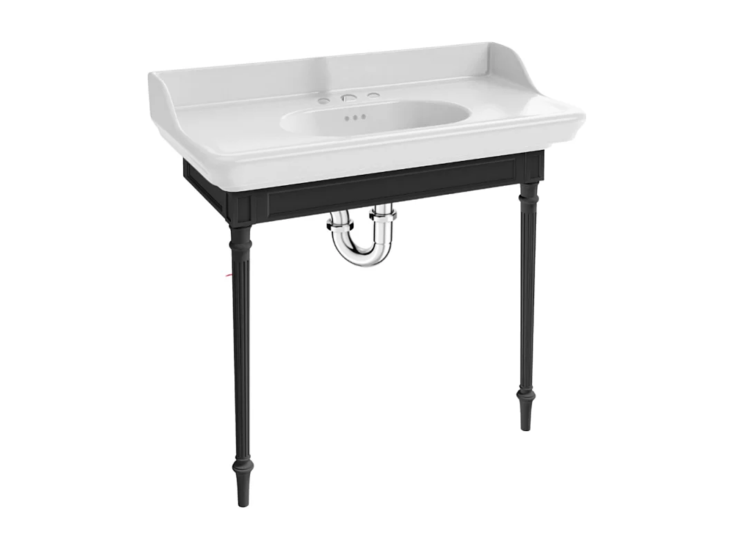 Console JACOB DELAFON Cléo 1889 avec plan vasque 3 trous + siphon chromé