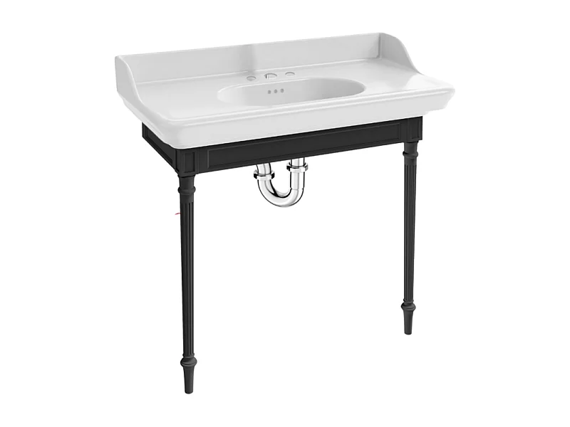 Console JACOB DELAFON Cléo 1889 avec plan vasque 3 trous + siphon chromé