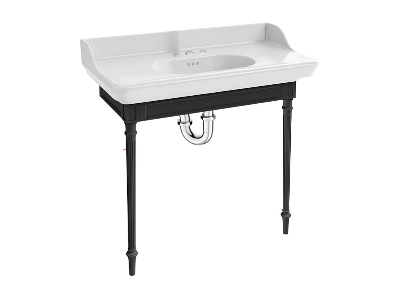 Console JACOB DELAFON Cléo 1889 avec plan vasque 3 trous + siphon chromé