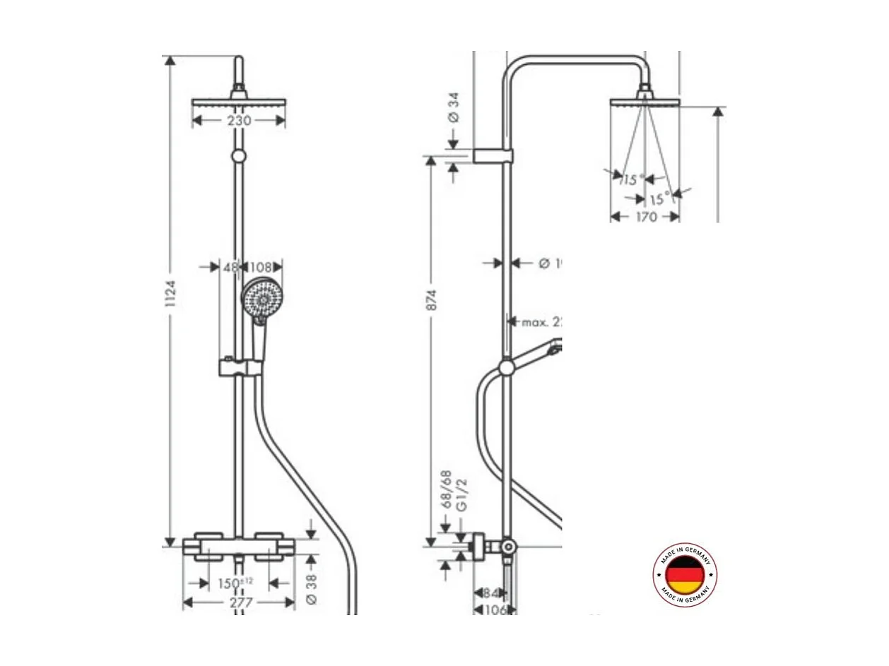 HANSGROHE Vernis Shape 230 EcoSmart columna de ducha termostática cromada