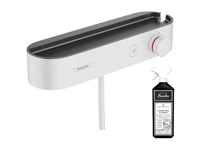 Mitigeur douche thermostatique HANSGROHE ShowerTablet Select 400 blanc mat + Nettoyant Briochin