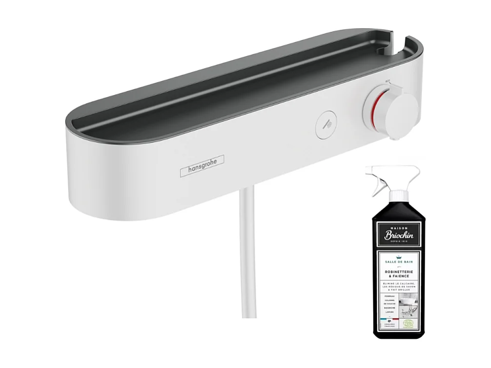 Mitigeur douche thermostatique HANSGROHE ShowerTablet Select 400 blanc mat + Nettoyant Briochin