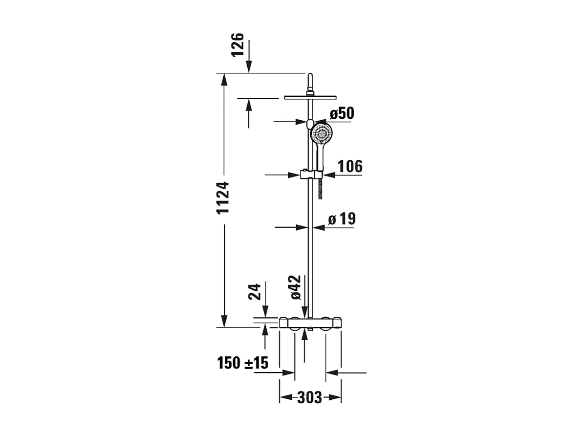Colonne de douche thermostatique DURAVIT MinusFlow Bronze brossé