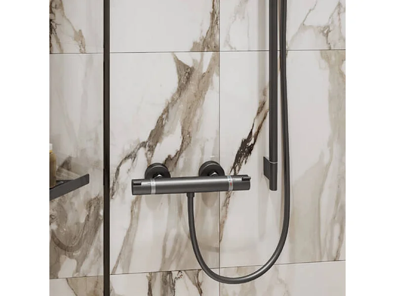 Mitigeur douche thermostatique HANSGROHE Ecostat Comfort noir chromé brossé + Nettoyant Briochin