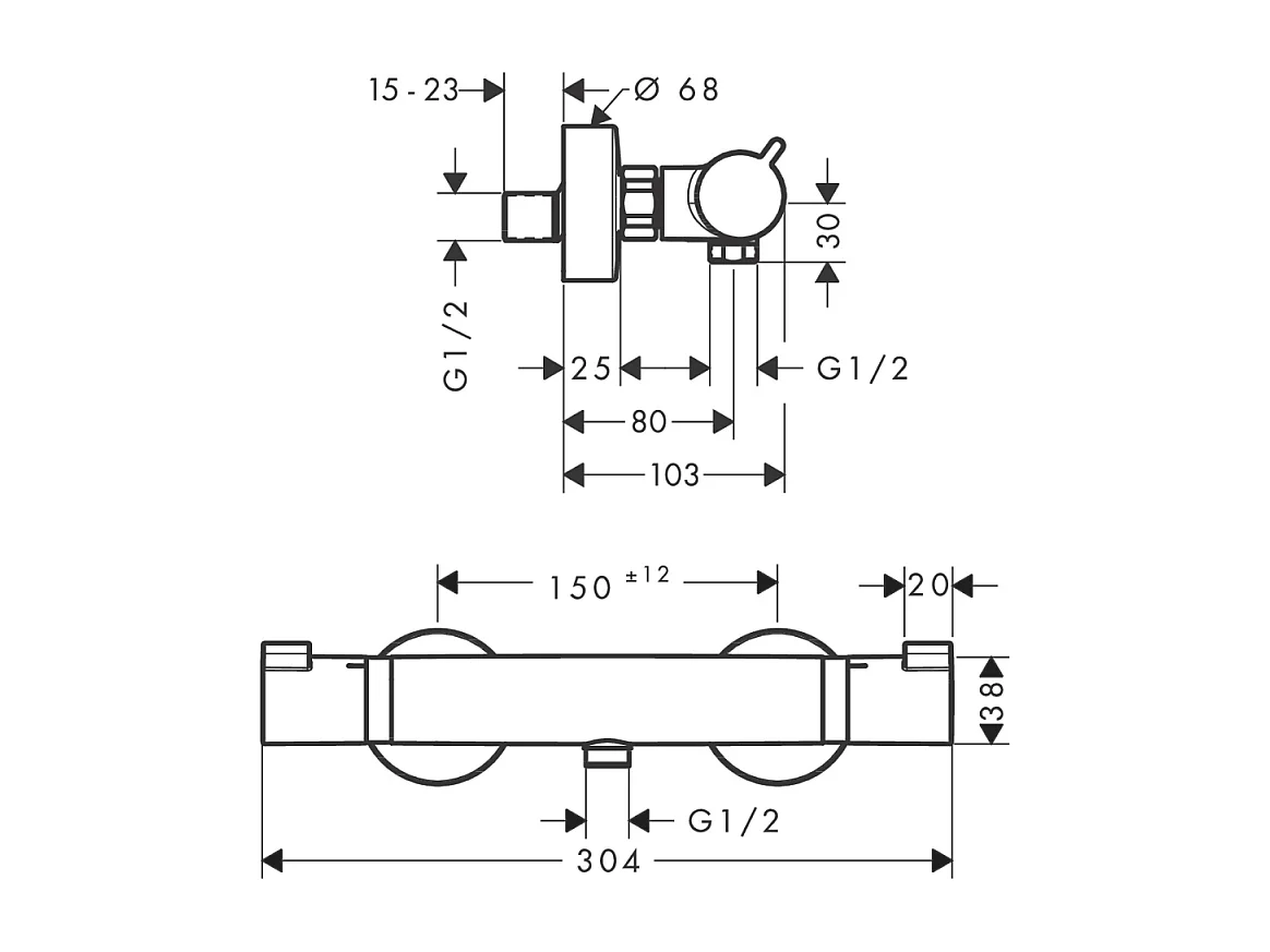 Mitigeur douche thermostatique HANSGROHE Ecostat Comfort noir chromé brossé + Nettoyant Briochin