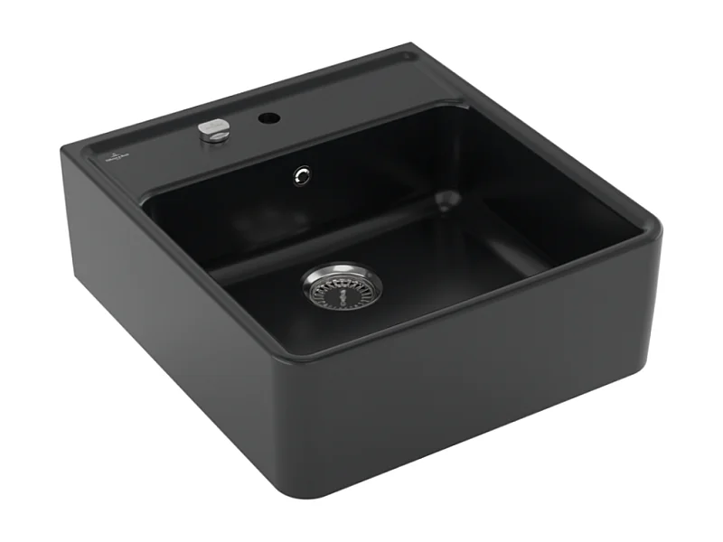 Evier timbre office 1 bac Villeroy et Boch Tradition Pure Black avec vidage automatique