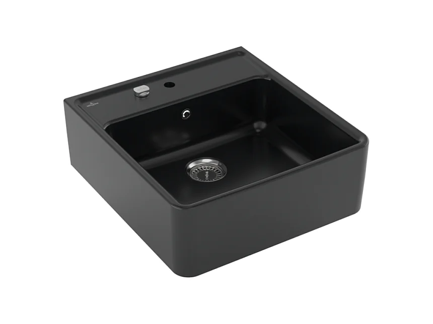 Evier timbre office 1 bac Villeroy et Boch Tradition Pure Black avec vidage automatique