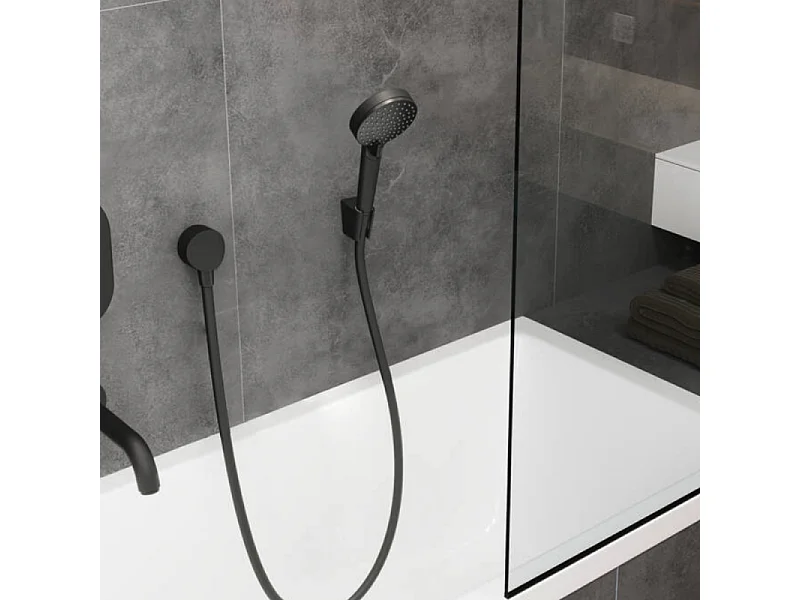 Mitigeur baignoire mécanique HANSGROHE Logis C2  + pack pommeau Vernis Blend 2 jets EcoSmart + flexible Isiflex 160 cm noir mat