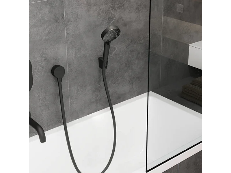 Mitigeur baignoire mécanique HANSGROHE Logis C2  + pack pommeau Vernis Blend 2 jets EcoSmart + flexible Isiflex 160 cm noir mat