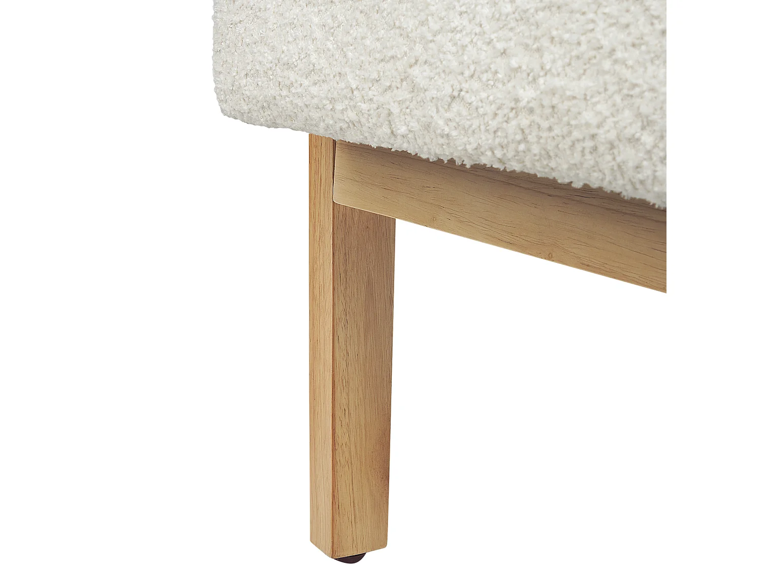 Sessel Bouclé creme weiß / heller Holzfarbton gepolstert Retro Stil Hjo