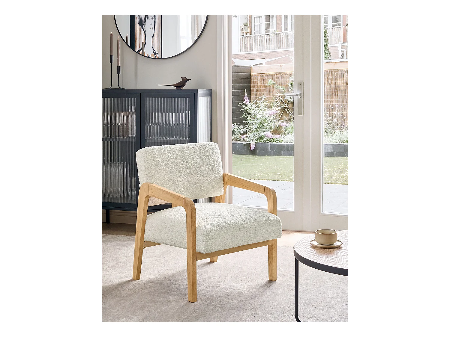 Fauteuil HJO Bouclé Blanc cassé