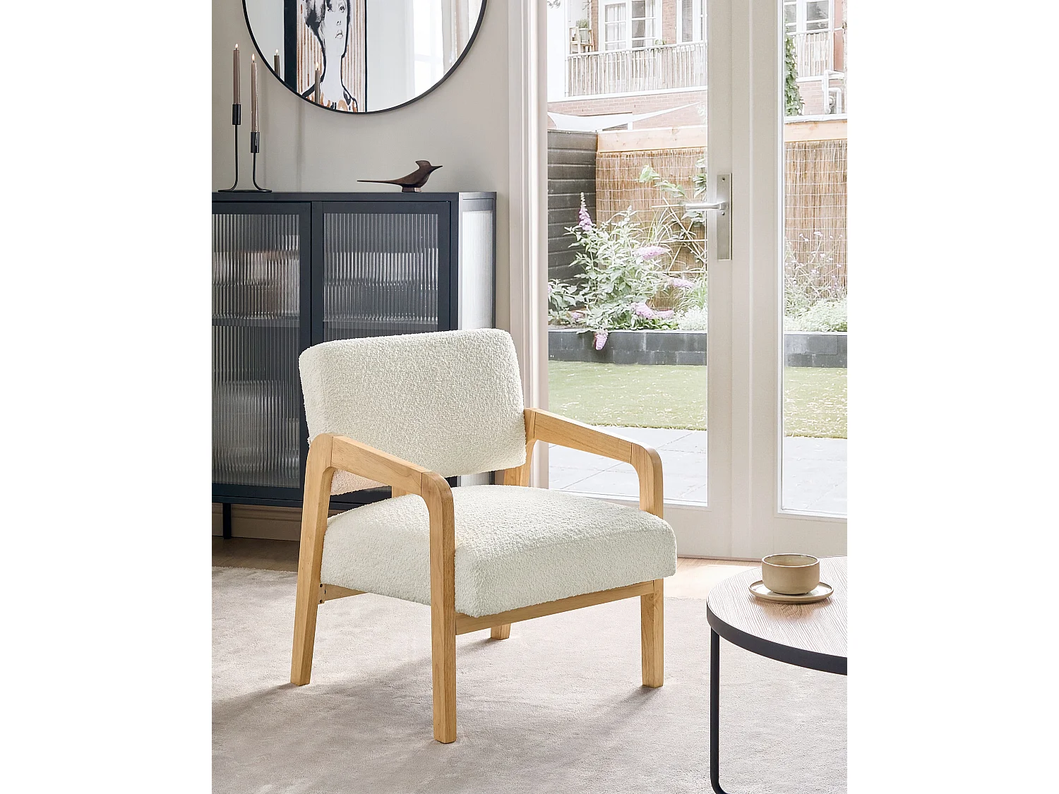 Fauteuil HJO Bouclé Blanc cassé